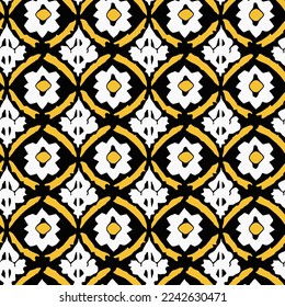 Abstract Hand Drawing Ornamental Ethnic Damask Antique Geometric Floral Shapes Seamless Vector Pattern Isolated Background 