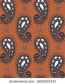 Abstract Hand Drawing Paisleys Flowers Geometric Ethnic Bohemian Seamless Vector Pattern Isolated Background