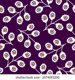 Abstract Hand Drawing Peacock Feather Shape Leaves Seamless Vector Pattern Isolated Background