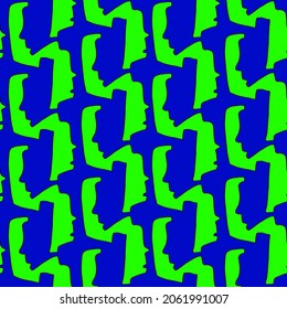 Abstract Hand Drawing People Silhouettes Geometric Tile Seamless Vector Pattern Isolated Background