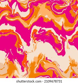 Abstract Hand Drawing Psychedelic Camouflage Wavy Liquid Tie Dye Marble Brush Strokes Seamless Vector Pattern Isolated Background