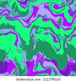 Abstract Hand Drawing Psychedelic Camouflage Wavy Liquid Tie Dye Marble Brush Strokes Seamless Vector Pattern Isolated Background