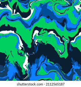 Abstracto Dibujo Mano Psicodelación Camuflaje Ondulado Liquido Tejido Pincel de Mármol Trompe Patrón Vector sin Marea Fondo Aislado