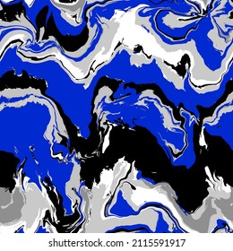 Abstract Hand Drawing Psychedelic Camouflage Wavy Liquid Tie Dye Marble Brush Strokes Seamless Vector Pattern Isolated Background