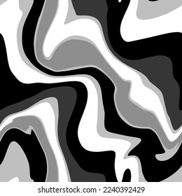 Abstract Hand Drawing Psychedelic Camouflage Wavy Liquid Tie Dye Marble Brush Strokes Seamless Vector Pattern Isolated Background