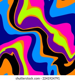 Abstract Hand Drawing Psychedelic Camouflage Wavy Liquid Tie Dye Marble Brush Strokes Seamless Vector Pattern Isolated Background