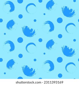 Abstract Hand Drawing Random Brush Strokes Polka Dots Stains Seamless Vector Pattern Isolated Background