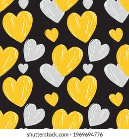 Abstract Hand Drawing Random Sketch Hearts Repeating Vector Pattern Isolated Background