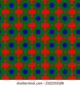 Abstract Hand Drawing Retro 70s Geometric Tile Ceramic Star Shapes Seamless Vector Pattern Isolated Background