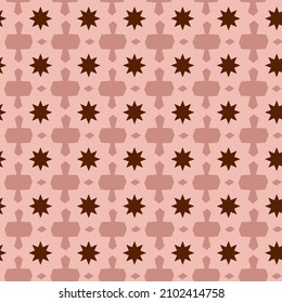 Abstract Hand Drawing Retro 70s Geometric Tile Ceramic Star Shapes Seamless Vector Pattern Isolated Background