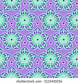 Resumen Dibujo manual Retro Geométrico Étnico Tradicional Flores y Estrellas Tile Motivos de cerámica Patrón Vector sin Marea Fondo aislado