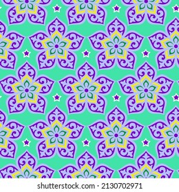 Resumen Dibujo manual Retro Geométrico Étnico Tradicional Flores y Estrellas Tile Motivos de cerámica Patrón Vector sin Marea Fondo aislado
