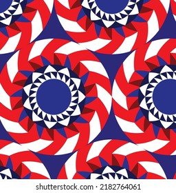 Abstraktes Handziehen geometrischer Rad-optische Illusion Nahtloses Vektormuster, isolierter Hintergrund