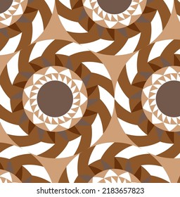 Abstract Hand Drawing Retro Geometric Wheels Optical Illusion Seamless Vector Pattern Isolated Background