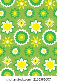 Abstract Hand Drawing Retro Geometric Flowers Seamless Vector Pattern Isolated Background
