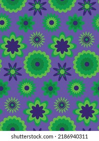 Abstract Hand Drawing Retro Geometric Flowers Seamless Vector Pattern Isolated Background