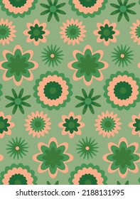 Abstracto Flores Geométricas Retro De Dibujo Mano Patrón Vector Sin Marea Fondo Aislado