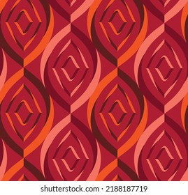 Abstract Hand Drawing Retro Geometric Diamond Ellipses Art Deco Shapes Seamless Vector Pattern Isolated Background 