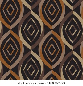 Abstract Hand Drawing Retro Geometric Diamond Ellipses Art Deco Shapes Seamless Vector Pattern Isolated Background 