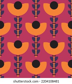 Abstracto Dibujo Mano Retro Flores Geométricas de mosaico y deja un patrón vectorial sin soldadura Fondo aislado