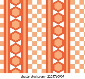 Abstract Hand Drawing Retro Geometric Chess Board Checkered Squares Lines Stripes Hexagons Seamless Vector Pattern Isolated Background