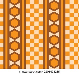 Resumen Dibujo manual Retro Junta de ajedrez geométrica Cuadrados contrastados Líneas Tiras Hexagons Patrón vectorial sin costura Fondo aislado