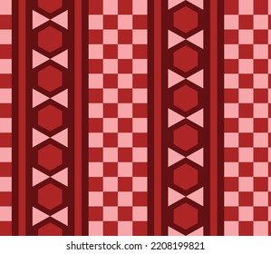 Abstract Hand Drawing Retro Geometric Chess Board Checkered Squares Lines Stripes Hexagons Seamless Vector Pattern Isolated Background