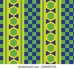 Resumen Dibujo manual Retro Junta de ajedrez geométrica Cuadrados contrastados Líneas Tiras Hexagons Patrón vectorial sin costura Fondo aislado