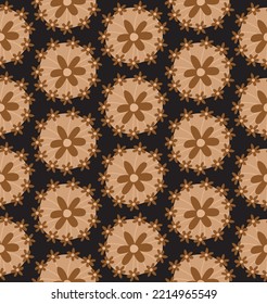 Abstract Hand Drawing Retro Geometric Daisy Flowers Seamless Vector Pattern Isolated Background