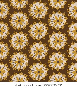 Abstraktes Handziehen Geometrische, dunkle, dunkle Blumen Nahtloses Vektormuster, isolierter Hintergrund