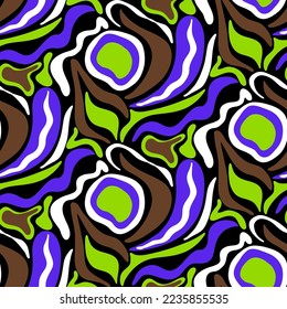 Abstract Hand Drawing Retro Geometric Shapes Paisleys Brush Strokes Seamless Vector Pattern Isolated Background