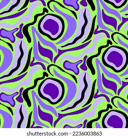Abstract Hand Drawing Retro Geometric Shapes Paisleys Brush Strokes Seamless Vector Pattern Isolated Background