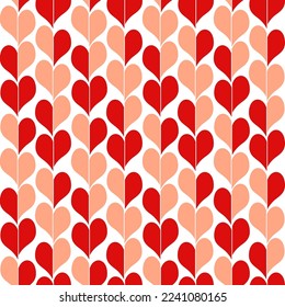 Abstract Hand Drawing Retro Geometric Tile Hearts Seamless Vector Pattern Isolated Background 