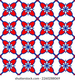 Abstract Hand Drawing Retro Geometric Floral Star Shapes Seamless Ornamental Vector Pattern Isolated Background