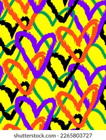 Resumen Plano De Plano De Mano Retro Cadena Geométrica Superpuesta Corazones Patrón Vector Sin Marea Fondo Aislado 