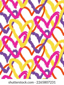 Resumen Plano De Plano De Mano Retro Cadena Geométrica Superpuesta Corazones Patrón Vector Sin Marea Fondo Aislado 