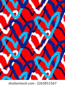 Resumen Plano De Plano De Mano Retro Cadena Geométrica Superpuesta Corazones Patrón Vector Sin Marea Fondo Aislado 