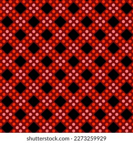 Abstract Hand Drawing Retro Geometric Diagonal Checkered Squares Seamless Plaid Tartan Vector Pattern Isolated Background