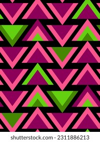 Abstract Hand Drawing Retro Geometric Triangles Seamless Vector Pattern Isolated Background