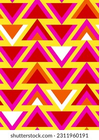 Abstract Hand Drawing Retro Geometric Triangles Seamless Vector Pattern Isolated Background