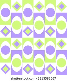 Resumen Dibujo manual Formas geométricas retro Elipses Cuadrados Formas de argyle sin soldadura Tile Art Deco Patrón vector aislado fondo