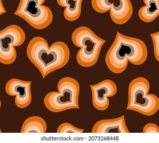 Abstract Hand Drawing Retro Hearts Seamless Vector Pattern Isolated Background