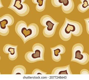 Abstract Hand Drawing Retro Hearts Seamless Vector Pattern Isolated Background