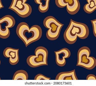 Abstract Hand Drawing Retro Hearts Seamless Vector Pattern Isolated Background