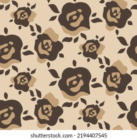 Dibujo manual abstracto de roscas retro grandes y deja un patrón vectorial sin soldadura fondo aislado