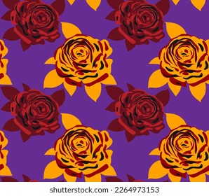 Dibujo manual abstracto de roscas retro grandes y deja un patrón vectorial de mosaico sin soldadura fondo aislado