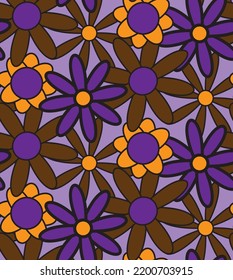 Abstraktes Handziehen Retro Mix dünne Blumen Nahtloses Vektormuster einzeln auf Hintergrund