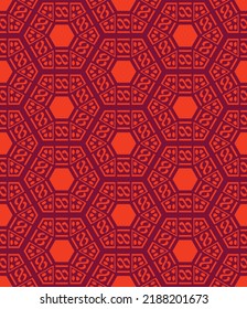 Abstract Hand Drawing Retro Mosaic Honeycomb Hexagonal Geometric Shapes Seamless Vector Pattern Isolated Background