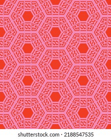 Abstract Hand Drawing Retro Mosaic Honeycomb Hexagonal Geometric Shapes Seamless Vector Pattern Isolated Background