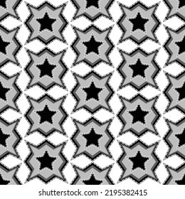 Abstract Hand Drawing Retro Mosaic Honeycomb Hexagonal Geometric Shapes Stars Seamless Vector Pattern Isolated Background